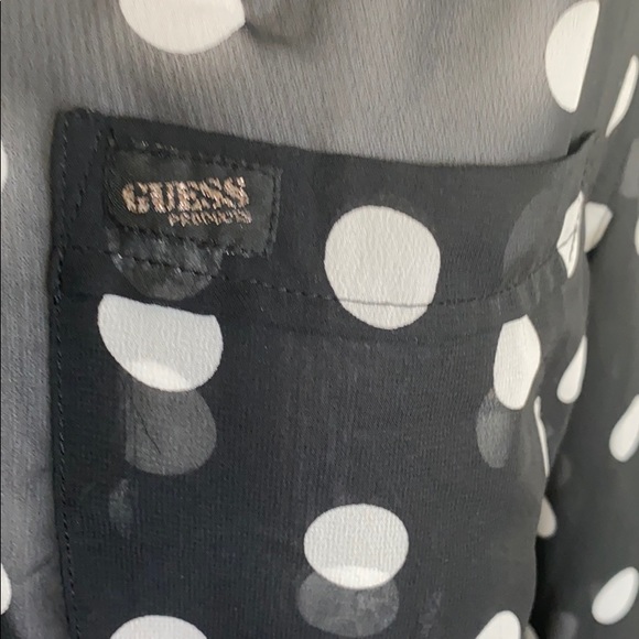 Guess Button Down Top, black with brown dots. - Picture 3 of 7